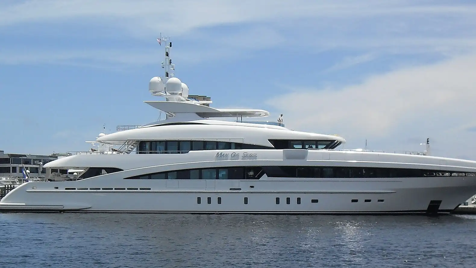 Large luxury motor yacht at Bahia Mar marina in Fort Lauderdale